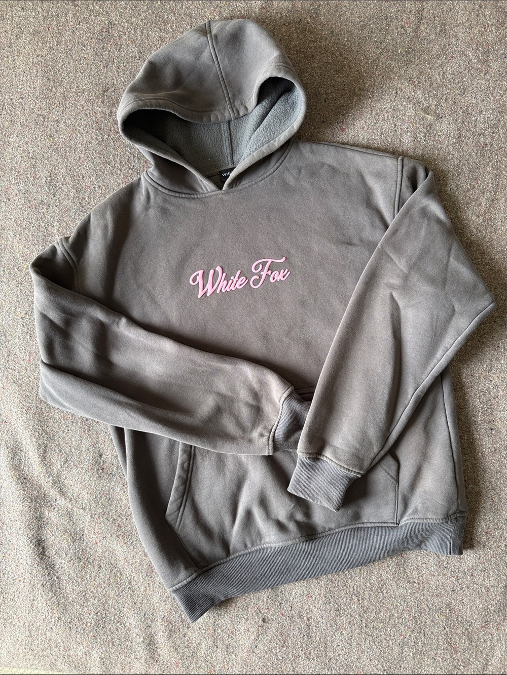 Season 7 White Fox Gray Hoodie with Pink Script Logo (SZ XS/S)